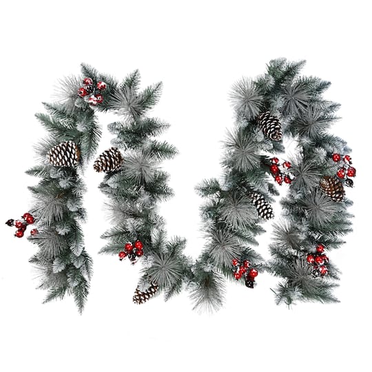 9Ft Sterling Pine Artificial Garland with Pinecones & Red Berries By Puleo International in Green | 9 ft | Michaels®